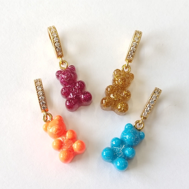 Colorful Bear Pendant Gummy Love Necklace Women's