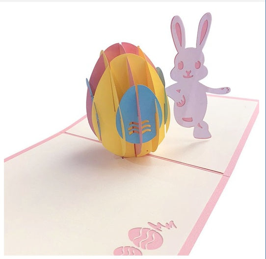 Creative 3D Easter Bunny Flower Basket Greeting Card