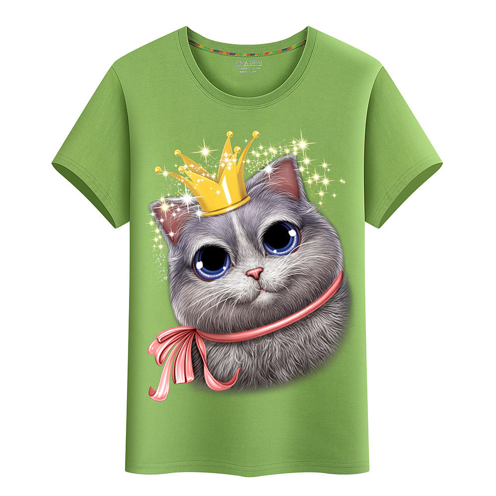 3D Animal Cat T-shirt crown cat