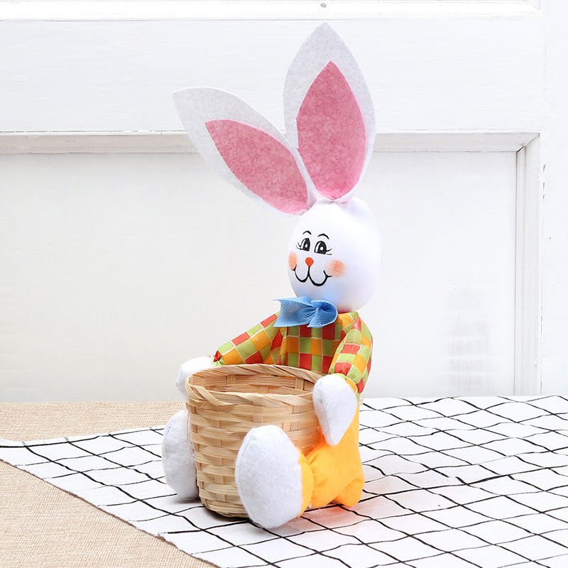 Cute Bunny Basket Easter Eggs Candy Gift Box Storage Rabbit Bag Party Decoration Home Decoration Accessories Easter Decor