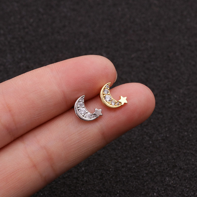 Earring With Stainless Steel Double - Sided Screw Ear Stud Single