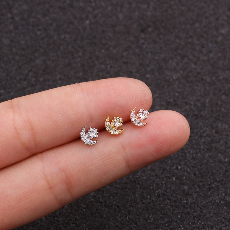 Earring With Stainless Steel Double - Sided Screw Ear Stud Single