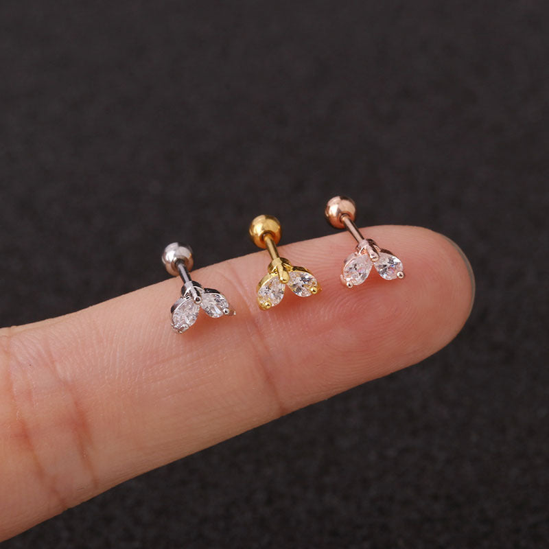 Earring With Stainless Steel Double - Sided Screw Ear Stud Single