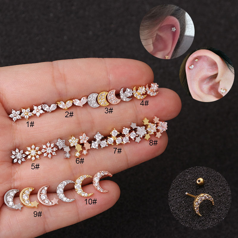 Earring With Stainless Steel Double - Sided Screw Ear Stud Single