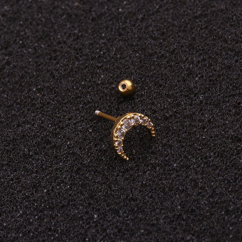 Earring With Stainless Steel Double - Sided Screw Ear Stud Single