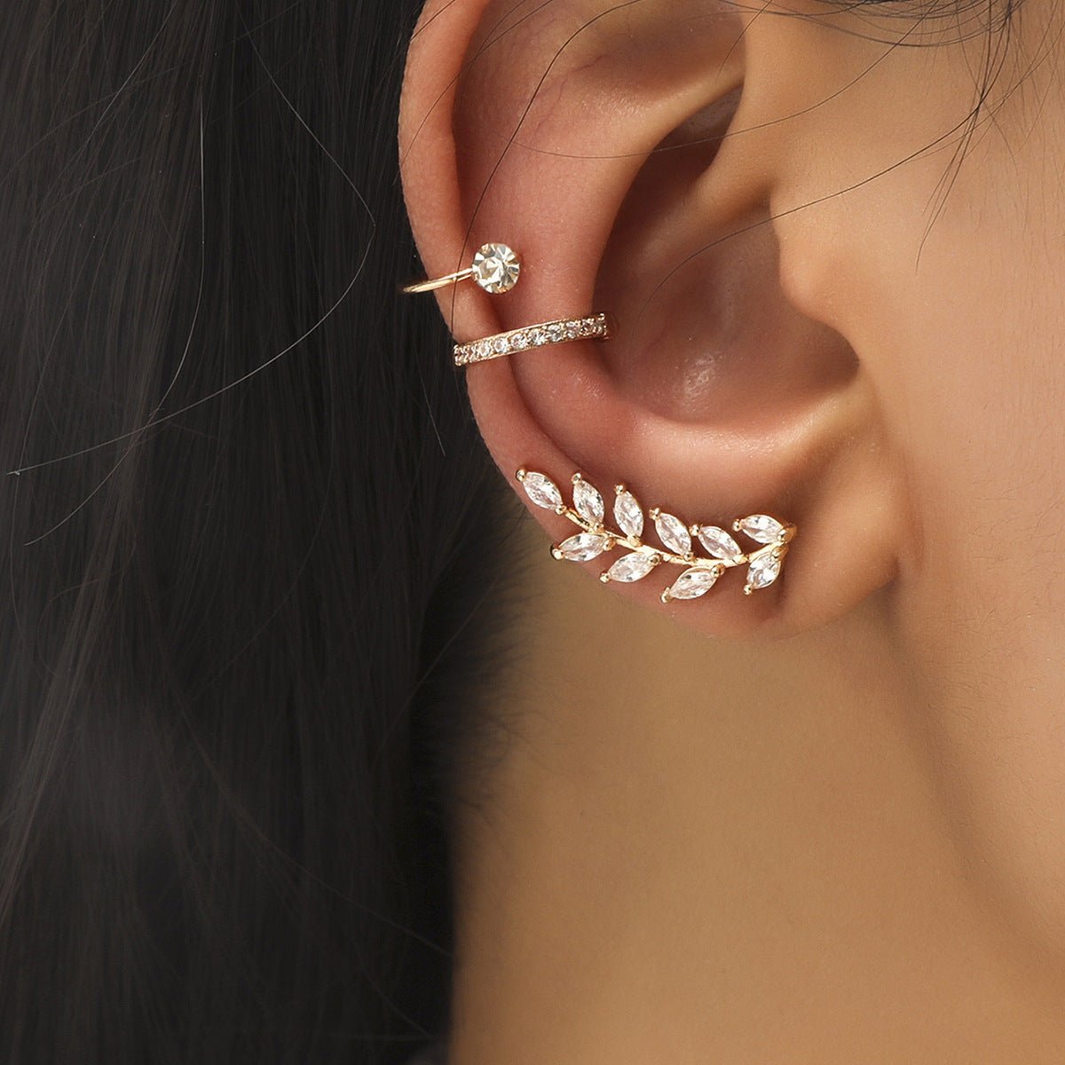 New Simple Star Small Diamond Earrings, Geometric Pearl Zircon Earrings Without Pierced Ears