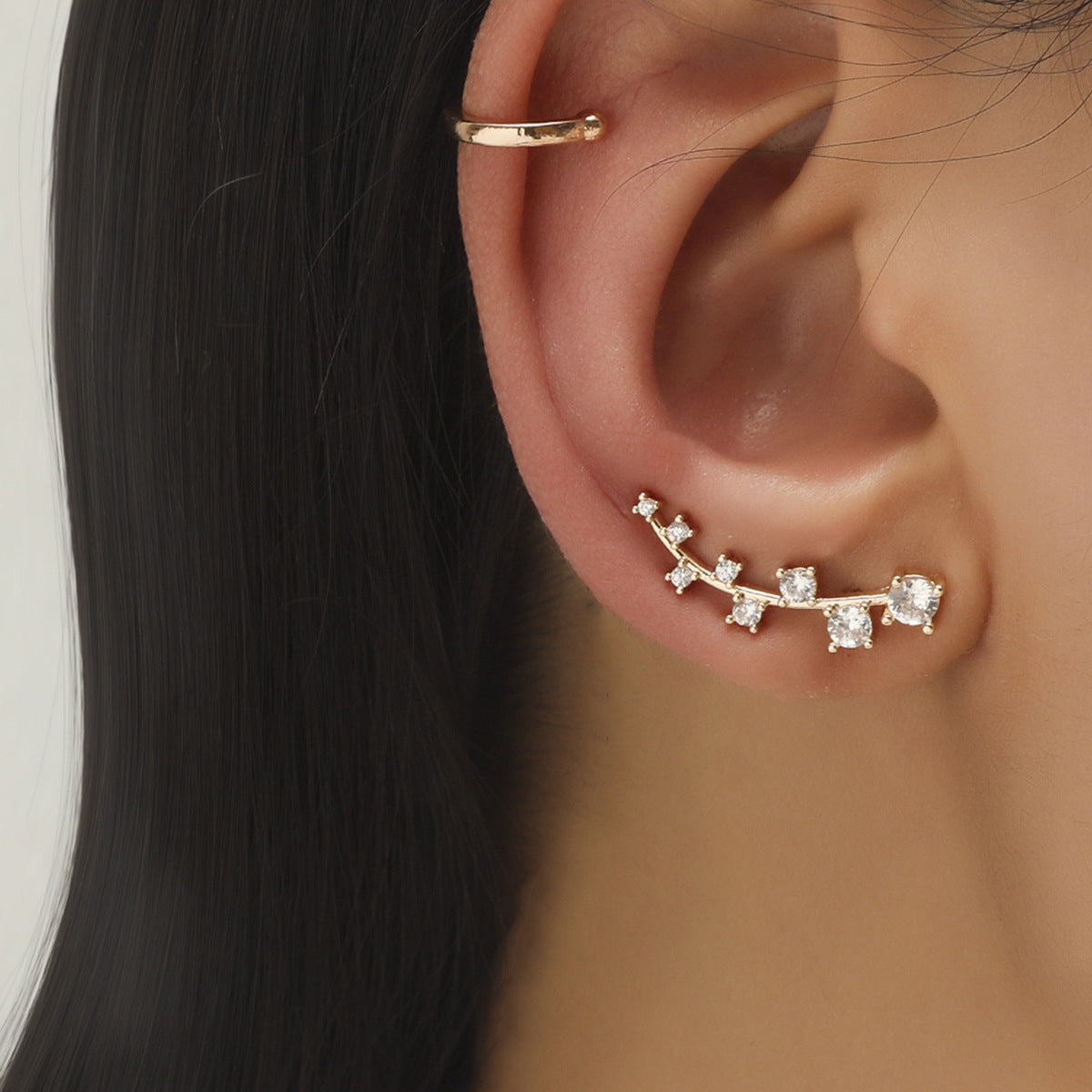 New Simple Star Small Diamond Earrings, Geometric Pearl Zircon Earrings Without Pierced Ears