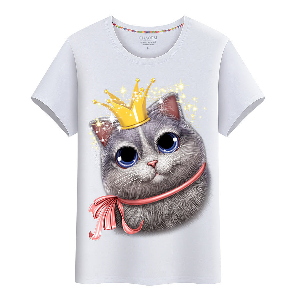 3D Animal Cat T-shirt crown cat