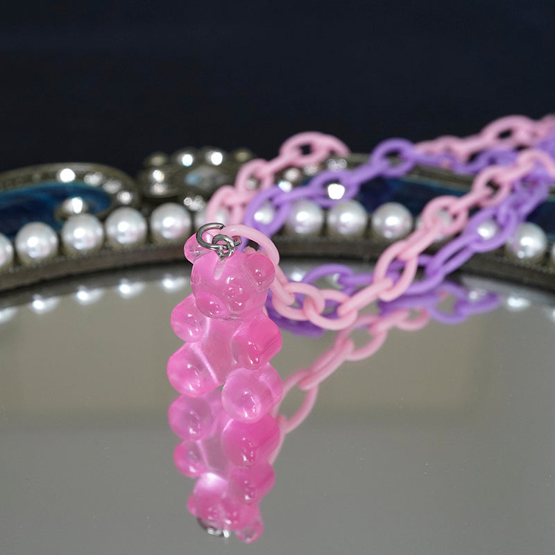 New Plastic Acrylic Gummy Bear Gummy Double Layer Necklace