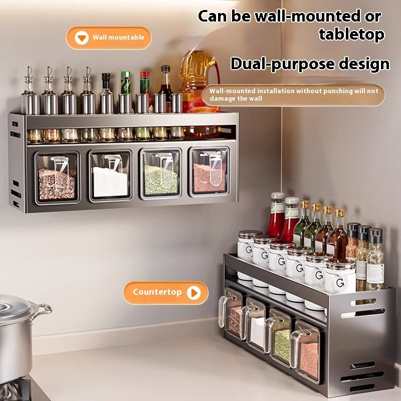 Punch-free Wall-mounted Multi-functional Kitchen Spice Rack