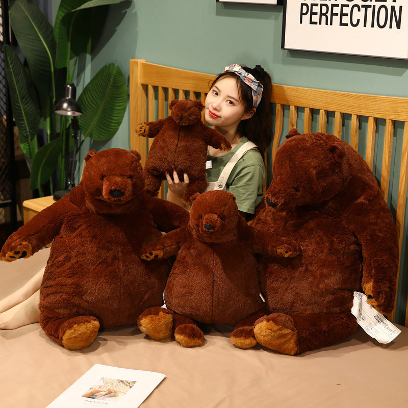 Cute Brown Bear Sleeping Pillow Plush Toy Doll Teddy Bear Big Bear Yigou Bear House Doll