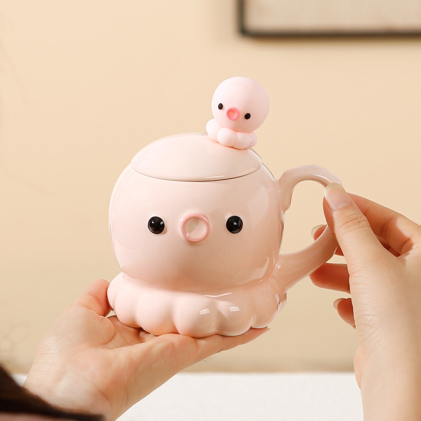 Adorkable Jellyfish Mug Ceramic Cup Children's Birthday Gift Coffee Cup With Cover Spoon Kitchen Gadgets