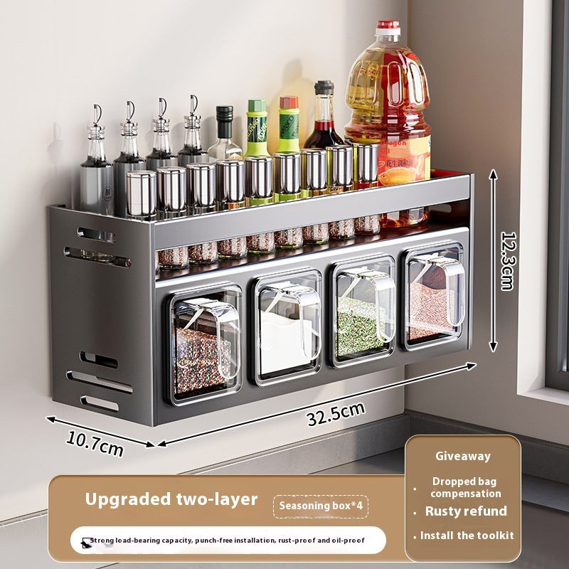 Punch-free Wall-mounted Multi-functional Kitchen Spice Rack